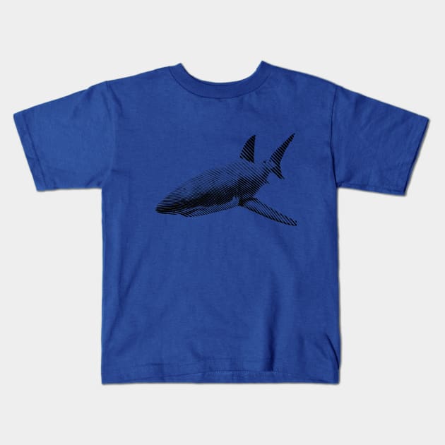 Minimalist Black and White Great White Shark Kids T-Shirt by NorthOfLongIsland